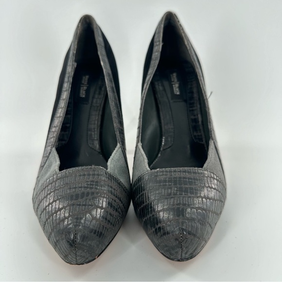 White House black market womens heels size 7.5 black gray leather suede platform - Picture 4 of 10